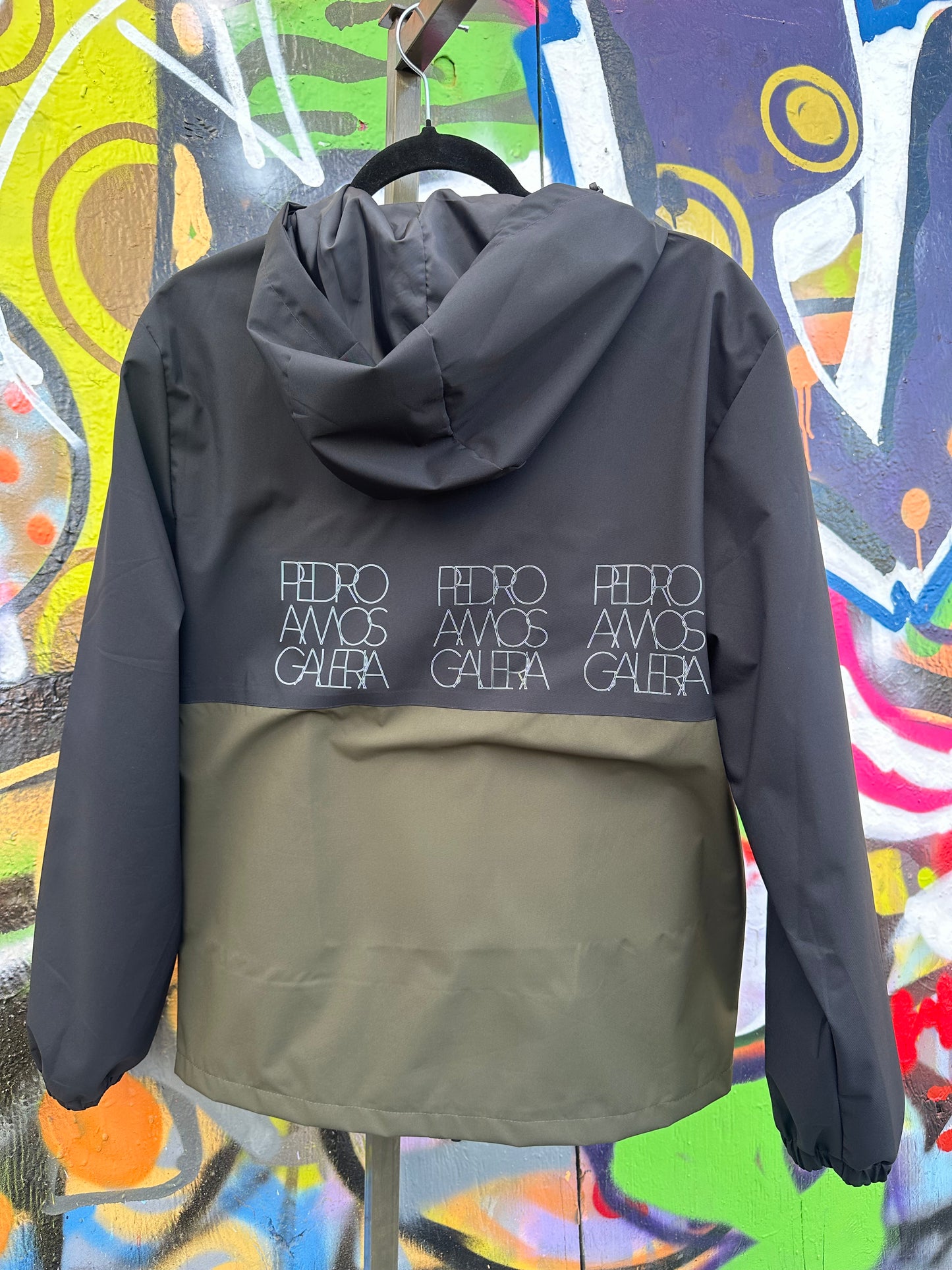 Pedro AMOS Galeria Jacket with Hoodie - Black and Camo Green - Men's Large