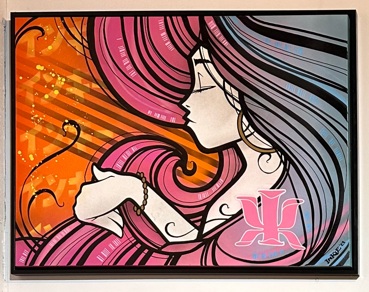 Original "Ink Nouveau" (facing left) - 30 x 40" inches - Aerosol, Marker on Canvas - Inkie 2023