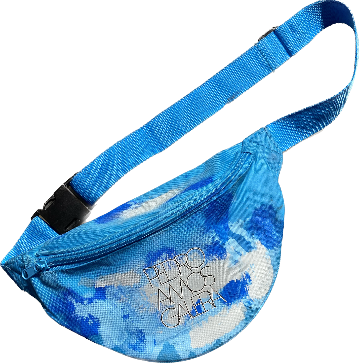 Fanny Pack - Azul - Logo Galeria pintado a mano y planchado - por Pedro AMOS
