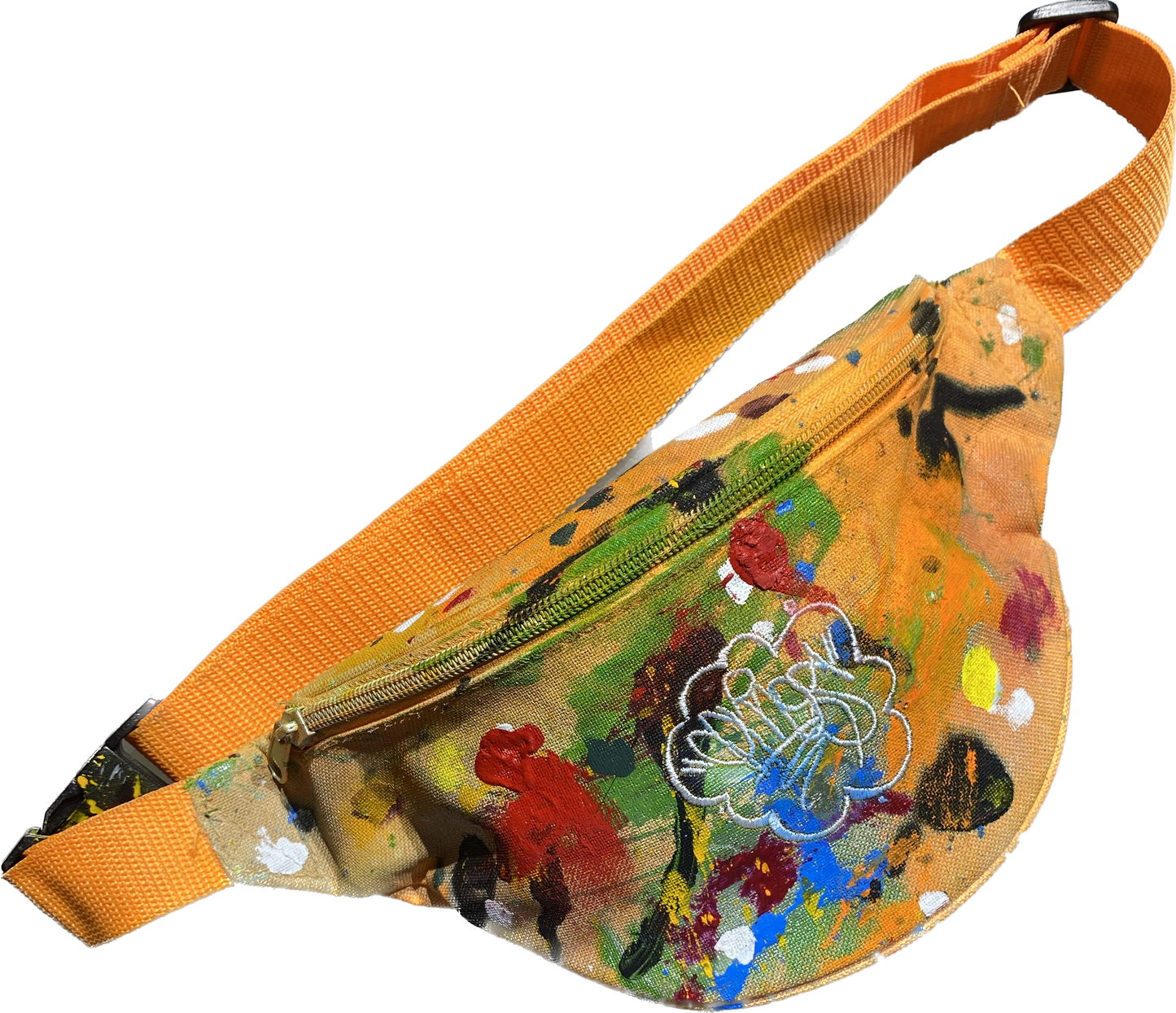 Fanny Pack - Laranja - Pintada e Bordada à Mão por Pedro AMOS