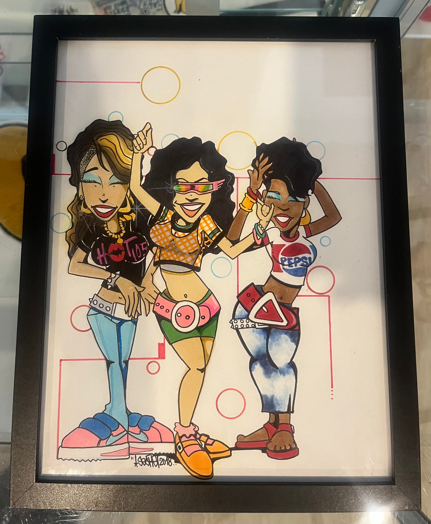 "Fly Ladies of The 80s" by Chillski - 2016 - 9 x 11' inches - Marker on paper