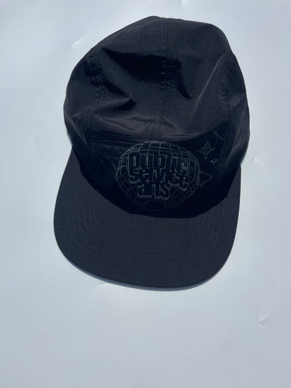 5-Panel Hat- Public Service Arts Hat - All Black Hat with Grey Logo