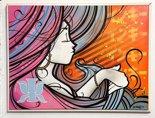 Original "Ink Nouveau" (facing right)- 30 x 40" inches Aerosol, Marker on canvas - Inkie 2023