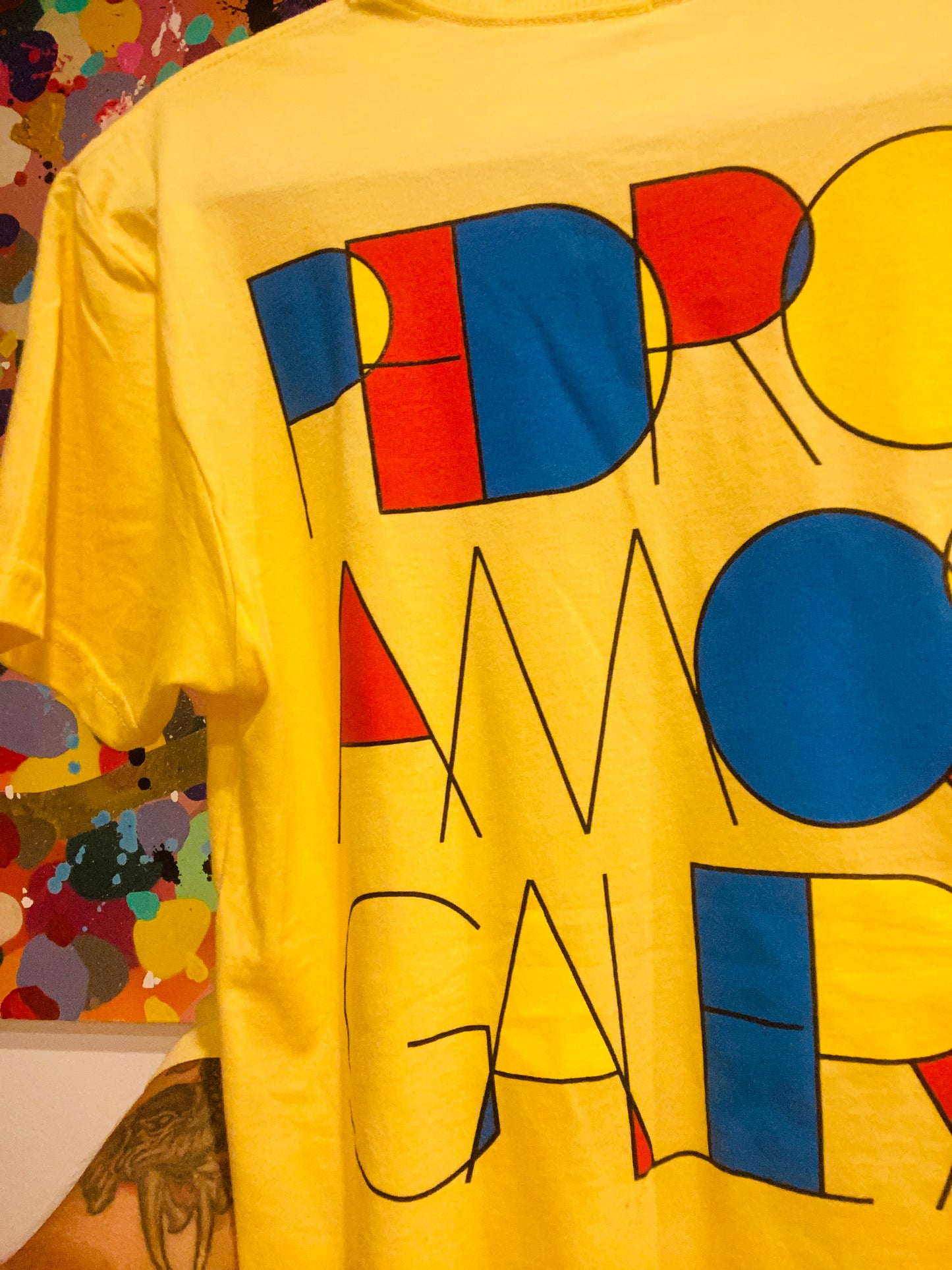 "Pedro AMOS Galeria" Contemporary Logo - Yellow T-Shirt